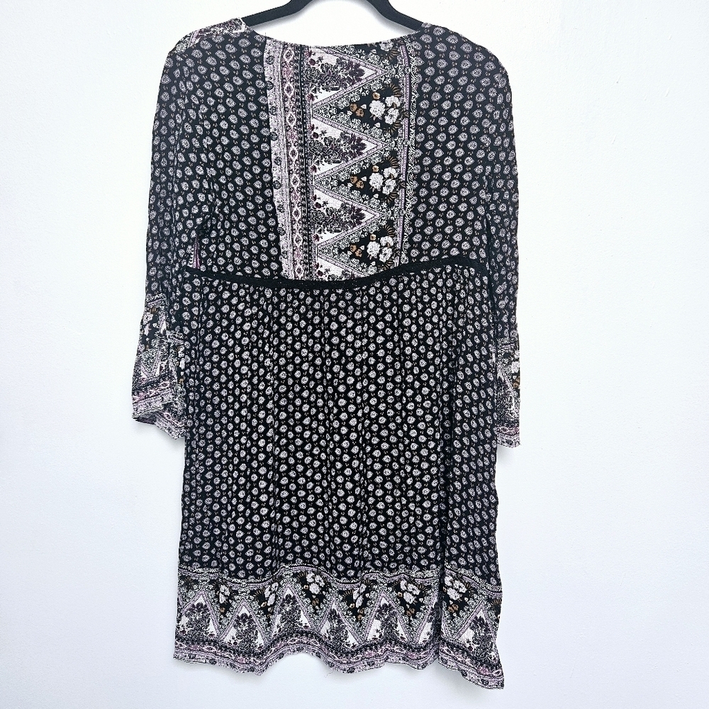 Knox Rose Paisley & Batic Print Flowy Quater Sleeve Midi sz M Tunic Dress - Picture 2 of 11